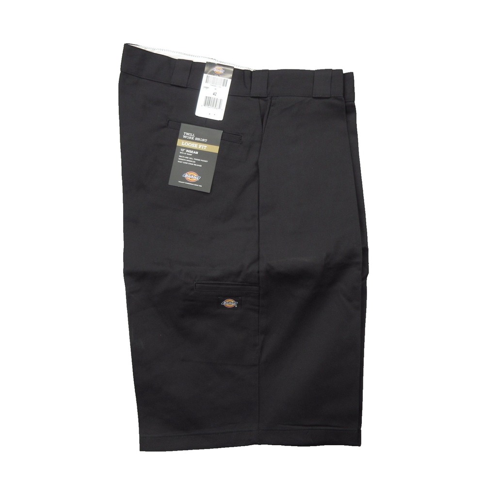 Dickies Work Shorts Mens 42 Black Loose Fit Twill 13 Inch Inseam Cell Pocket
